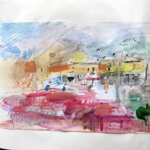Travel Sketchbook #2054, Italy: Syracuse, Florence, Aosta, Gressoney [June-August 1982]  Image: Aosta June 27, watercolor, ink and pencil on paper