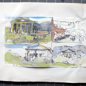 Travel Sketchbook #2054, Italy: Syracuse, Florence, Aosta, Gressoney [June-August 1982]  Image: Segesta, watercolor and ink on paper