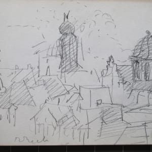 Travel Sketchbook #2050, Holland [January 1973] pencil and ink  Image: Mechelen Jan 12, pencil on paper