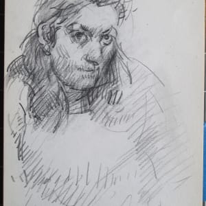 Travel Sketchbook #2050, Holland [January 1973] pencil and ink  Image: Self portrait, pencil on paper