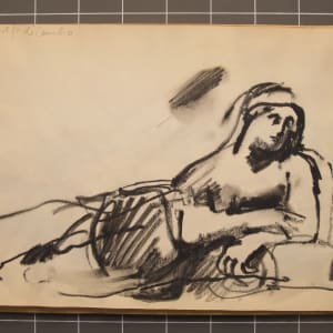 #2062, Travel Sketchbook, Italy [October 1960] charcoal, ink and colored pencil, 9x6.25"  Image: Arnolfo di Cambio (Madonna della Natività), charcoal on paper