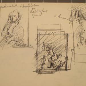 #2061, Travel Sketch Book, Holland [December 1972- January 1973] pencil and watercolor, 6x8"  Image: Holbein woman, Suzanna, Andromeda [Rembrandt, Mauritshuis], Dec 30, pencil on paper