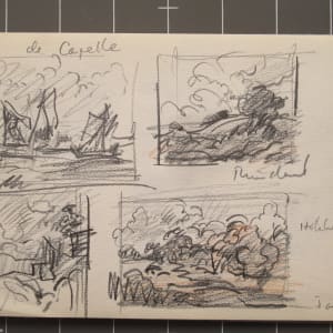 Travel Sketchbook #2058, Holland [December 1972 - January 1973]  Image: Jan 2, de Capelle, Ruisdael, etc, colored pencil on paper