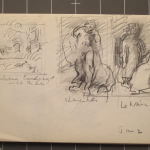 Travel Sketchbook #2058, Holland [December 1972 - January 1973]  Image: Jan 2, Rubens landscape with Rider, Hercules, Le Nain? [Two Girls, pencil on paper