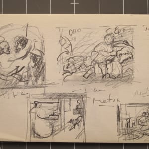 Travel Sketchbook #2058, Holland [December 1972 - January 1973]  Image: Jan 2, Titian, Metsu, Rembrandt, pencil on paper