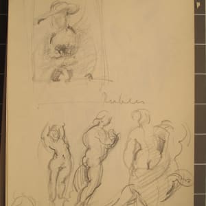 Travel Sketchbook #2057 England [May-June 1971] pencil and watercolor, 8x6"  Image: Rubens (Susanna Lunden; Judgment of Paris) [National Gallery], pencil on paper
