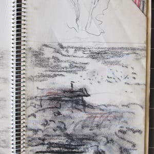 #2070 small sketchbook, Martha's Vineyard, 9.5x6", pastel, pencil, ink  Image: charcoal and pastel on paper