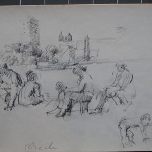 #2080 Sketchbook [1971] Yaddo, beach scenes, pencil and charcoal, 8x6" 