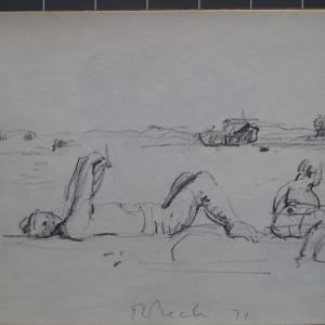 #2080 Sketchbook [1971] Yaddo, beach scenes, pencil and charcoal, 8x6"  Image: 1971, pencil on paper