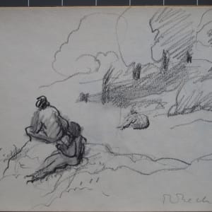 #2080 Sketchbook [1971] Yaddo, beach scenes, pencil and charcoal, 8x6"  Image: charcoal on paper