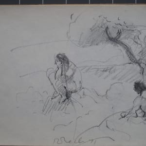 #2080 Sketchbook [1971] Yaddo, beach scenes, pencil and charcoal, 8x6"  Image: 1971, pencil on paper