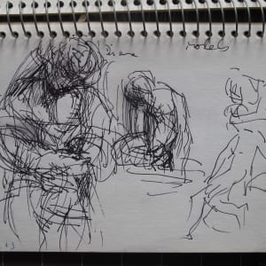 #2079 Sketchbook [1983-1984] Diana and Actaeon, pencil and ink, 8.5x5.5"  Image: Diana, Models, 1983, ink on paper