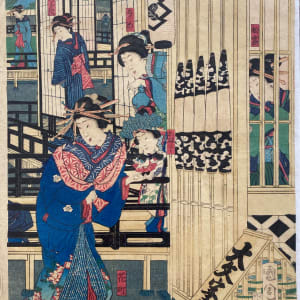 Lavish women standing in a room (diptych) by Toyohara Kunichika 