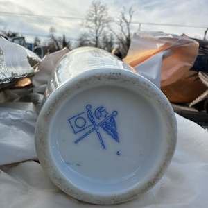 Antique Japanese Tall Satsuma Vase / Sake Vase  Image: A.A. Vantine & Co Stamp