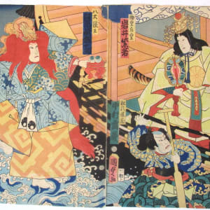 Approaching Boat (Triptych) by Utagawa Kunisada II 