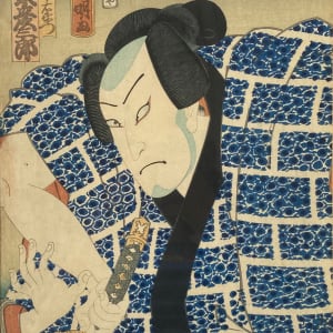 Samurai in Blue Brick Robe by Utagawa Kunisada