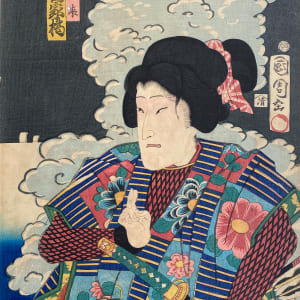 Sitting Samurai, Holding Arrows in Left hand by Artist Kunichika