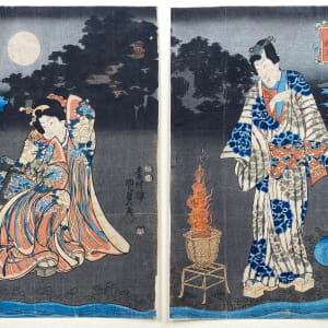 Romantic Scene by a River by Artist Toyokuni III, Utagawa Kunisada
