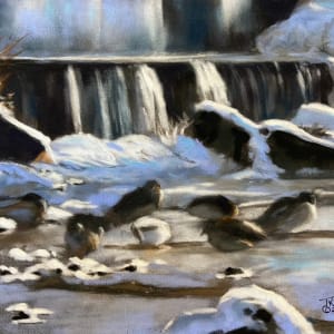 Winter Bathers original pastel by T Kurtz