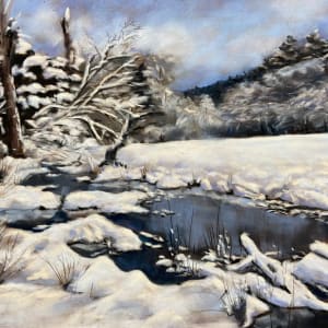 Snowy Field Original Pastel Painting by T Kurtz