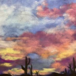 Saguaro Purples Original Pastel Painting by T Kurtz