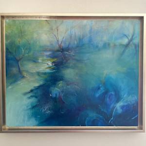 Beckon by Judy McSween  Image: Framed in wood silver leaf floater frame