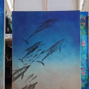 Swimming With Dolphins by April Popko 