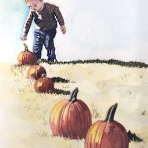 Boy with Pumpkins 2 by Michele Tabor Kimbrough