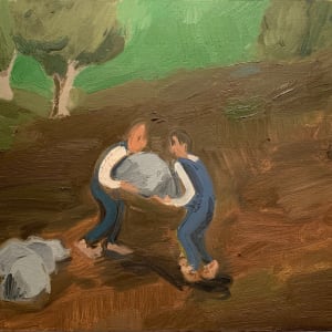 Two Man Job (moving the boulder) by Jane Corrigan
