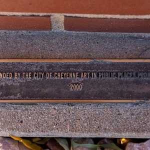 The Great Blue by Rich Haines  Image: Bronze Plaque that says: Funded by the City of Cheyenne Art in Public Places Project
