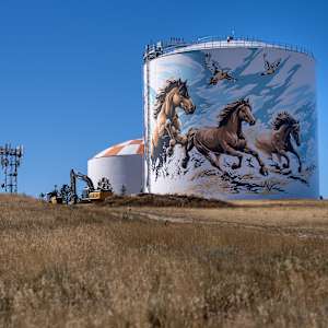 Water Tower Mural - North Tower by Jordan Dean 