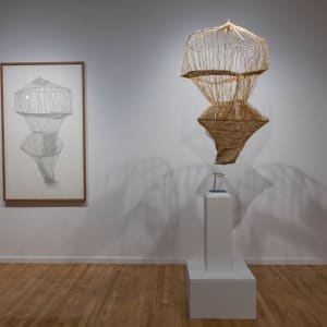 One clump of raffia reconstruction by Gala Porras-Kim  Image: Installation photo of "One clump of raffia reconstruction" by Gala Porras-Kim. Photo by Mikayla Whitmore.