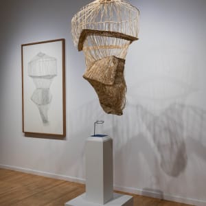 One clump of raffia reconstruction by Gala Porras-Kim  Image: Installation photo of "One clump of raffia reconstruction" by Gala Porras-Kim. Photo by Mikayla Whitmore.