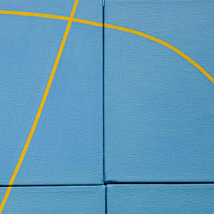 Play With Four Blue Blocks with Lines by Yoko Kondo Konopik  Image: Detail View Marjorie Barrick Museum of Art, Documentation by Krystal Ramirez