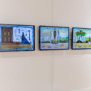 Prayer for Restitution by John Jota Leaños  Image: John Jota Leaños, Prayer for Restitution, Installation View, Marjorie Barrick Museum of Art, Documentation by Krystal Ramirez