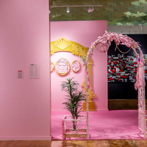 The Pink Chapel by Yvette Mayorga  Image: Yvette Mayorga, The Pink Chapel, Installation View, Marjorie Barrick Museum of Art, Documentation by Krystal Ramirez