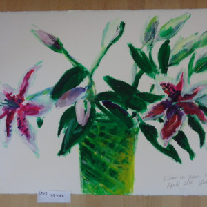 1803 Lillies in Green Vase by Shirley Gittelsohn