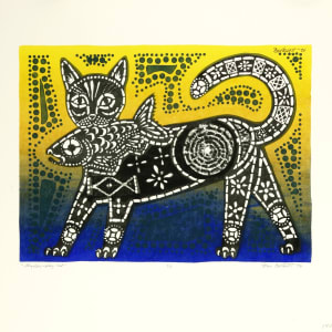 Shadow Play Cat  no. 8/9  (blue / yellow version) by Dorr Bothwell