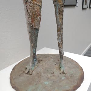 Festival Performer (also recorded as "Soldier") by Maxine Kim  Stussy  Image: Note rusted iron plate on bottom.  will put 1/8" cork disc pad on bottom to prevent rust from scratching serfaces.