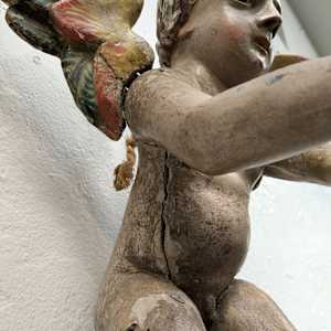 Unknown, (Spanich Colonial Cherub) by Unidentified Artist  Image: note split