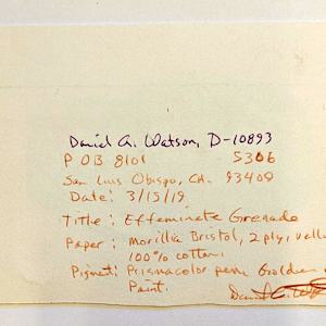 Effeminate Granade (postcard #586) by Daniel Watson  Image: back