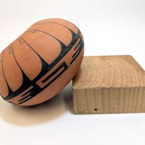 Untitled, (Terracotta Flattened Seed Jar) by Pam Jujan-Hauer 