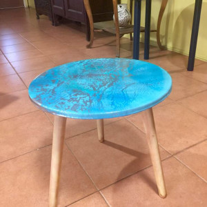 Turquoise & Silver Coffee Table 40cm by Gayle Reichelt