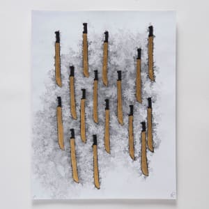 Estudio sonoro para Instrumento (representación gráfica del sonido de los machetes al chocar entre sí) (2 dibujos #127 y #131) by Miguel Rodriguez Sepulveda  Image: Dibujo #127