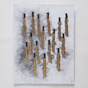 Estudio sonoro para Instrumento (representación gráfica del sonido de los machetes al chocar entre sí) (3 dibujos #124, #126 y #130) by Miguel Rodriguez Sepulveda  Image: Dibujo #130