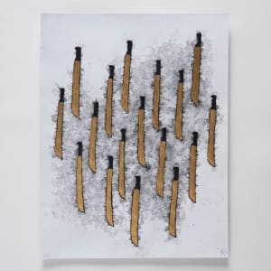 Estudio sonoro para Instrumento (representación gráfica del sonido de los machetes al chocar entre sí) (3 dibujos #108, #135 y #136) by Miguel Rodriguez Sepulveda  Image: Dibujo #135