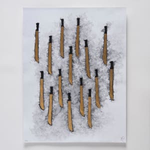 Estudio sonoro para Instrumento (representación gráfica del sonido de los machetes al chocar entre sí) (3 dibujos #108, #135 y #136) by Miguel Rodriguez Sepulveda  Image: Dibujo #136