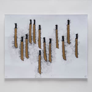 Estudio sonoro para Instrumento (representación gráfica del sonido de los machetes al chocar entre sí) (4 dibujos #153, #154, #155 y #156) by Miguel Rodriguez Sepulveda  Image: Dibujo #153