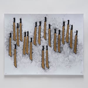 Estudio sonoro para Instrumento (representación gráfica del sonido de los machetes al chocar entre sí) (4 dibujos #153, #154, #155 y #156) by Miguel Rodriguez Sepulveda  Image: Dibujo #155