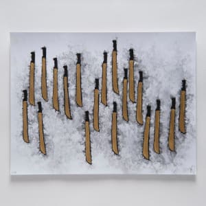 Estudio sonoro para Instrumento (representación gráfica del sonido de los machetes al chocar entre sí) (4 dibujos #153, #154, #155 y #156) by Miguel Rodriguez Sepulveda  Image: Dibujo #156
